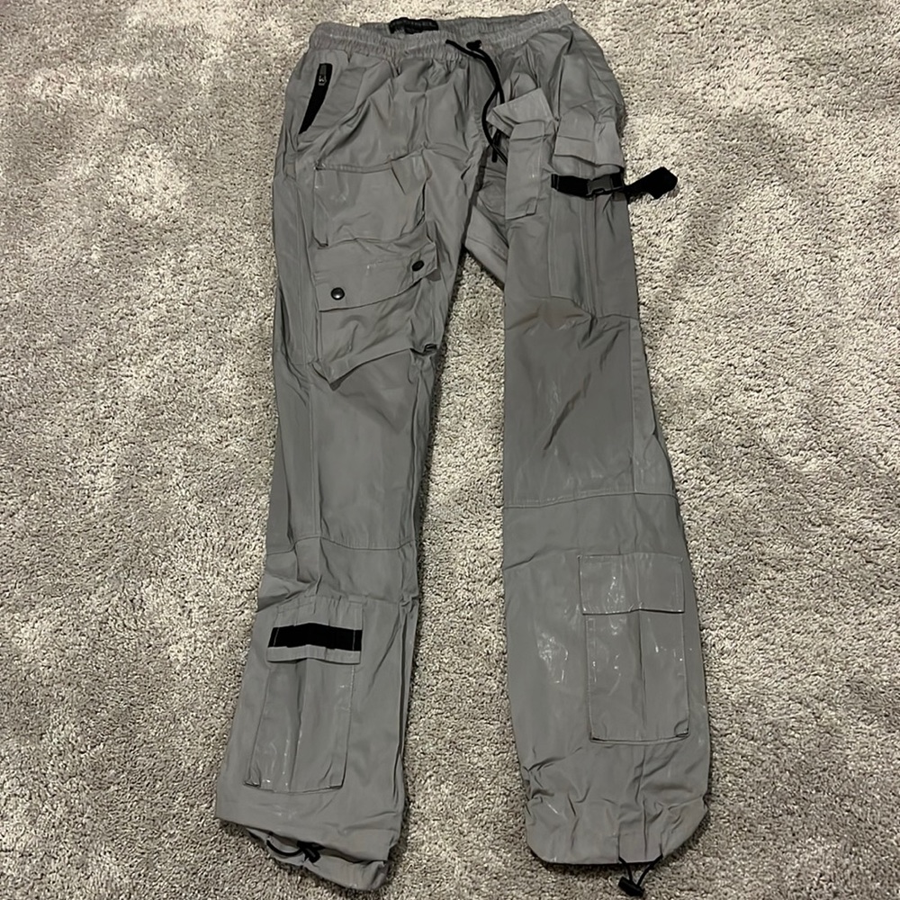 Reflective grey cargo pants